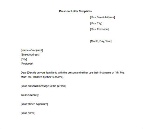 letter typing format|personal letter template word.